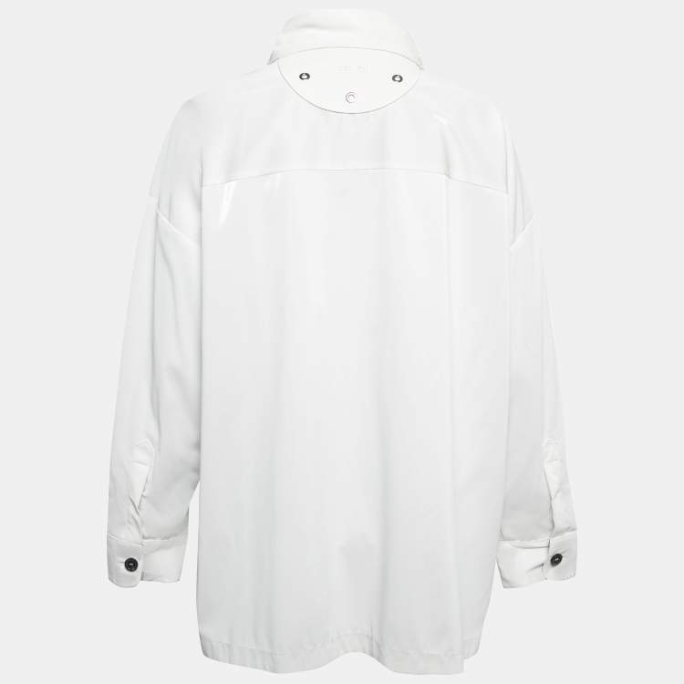 Pre Owned Fendi White Synthetic Coated Button Front Jacket L