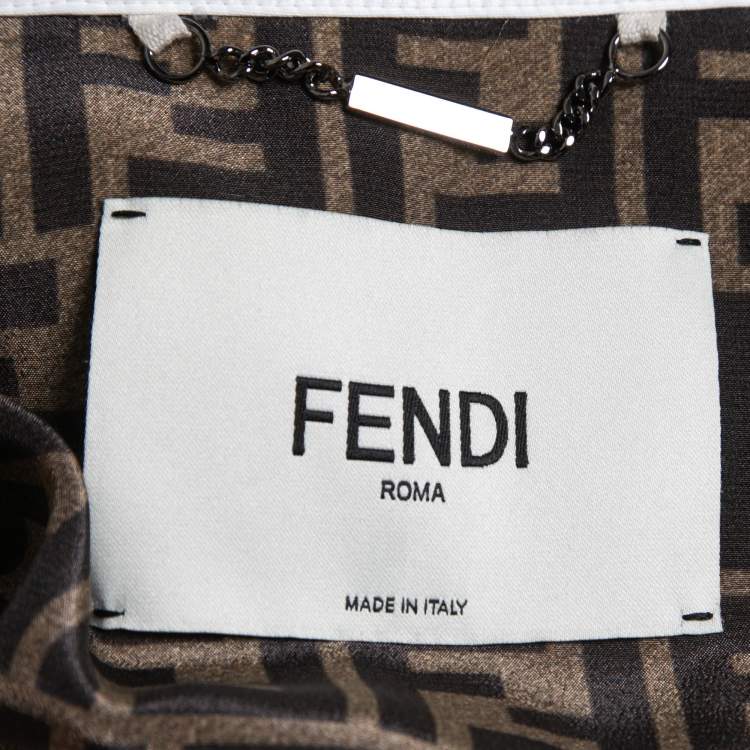 Pre Owned Fendi White Synthetic Coated Button Front Jacket L
