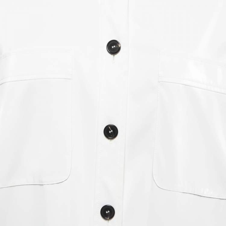 Pre Owned Fendi White Synthetic Coated Button Front Jacket L