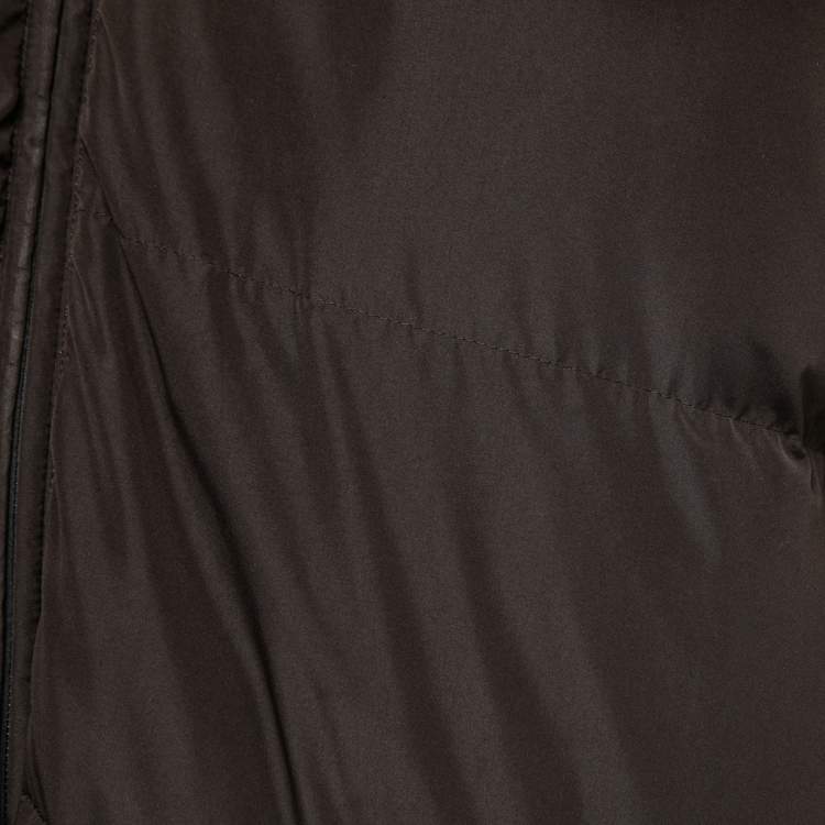 Pre Owned Fendi Brown FF Monogram Synthetic Reversible Hooded Down Jacket S