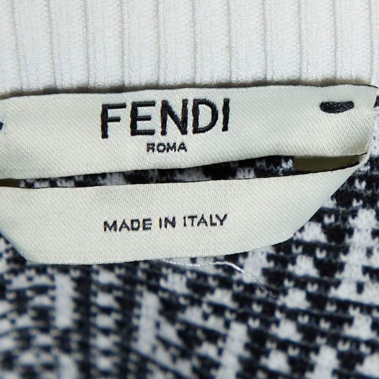 Pre Owned Fendi Moochrome Zucca Pattern Knit Oversized Cardigan XL