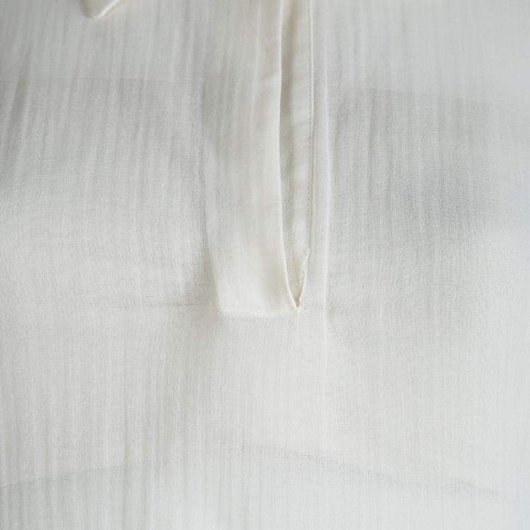 Pre Owned Fendi White Cotton Long Sleeve Tie Detail Sheer Blouse M
