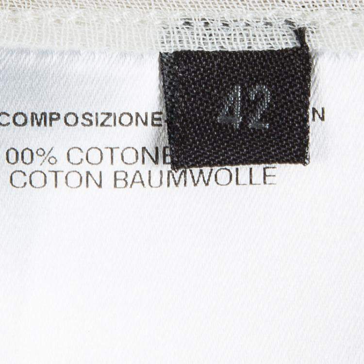Pre Owned Fendi White Cotton Long Sleeve Tie Detail Sheer Blouse M