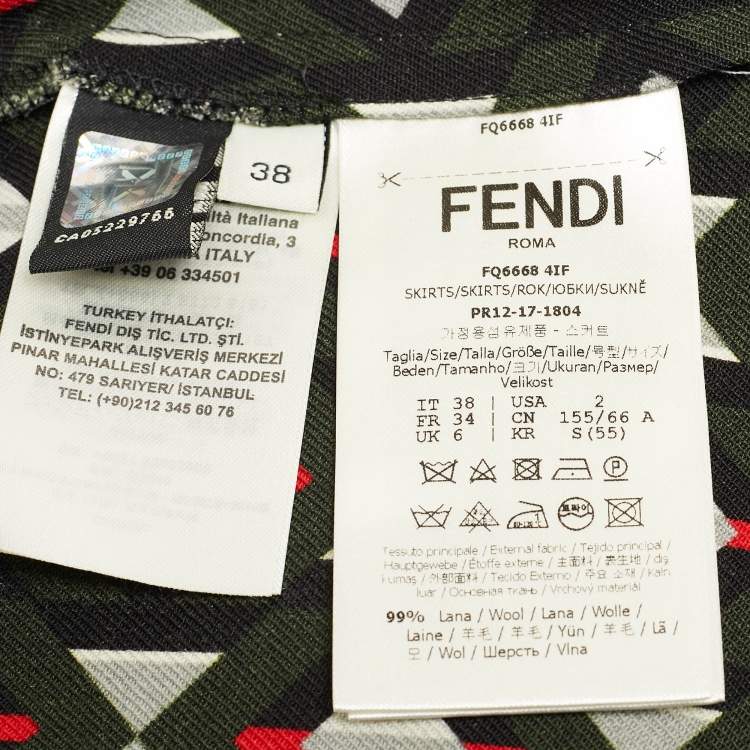Pre Owned Fendi Multicolor Geometric Print Wool Wrap Midi Skirt S
