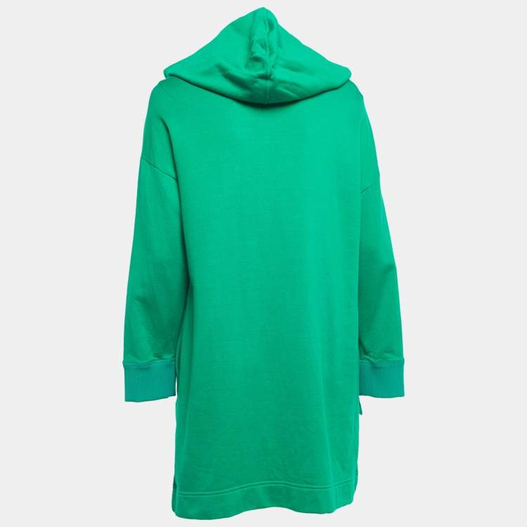 Pre Owned Fendi Green Logo Embellished Cotton Hooded Sweatshirt M