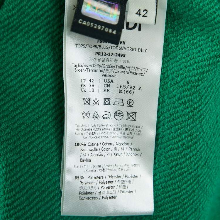 Pre Owned Fendi Green Logo Embellished Cotton Hooded Sweatshirt M