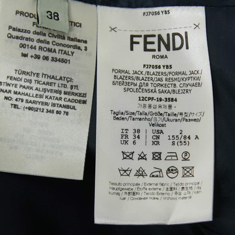 Pre Owned Fendi Navy Blue Wool Single Breasted Blazer S