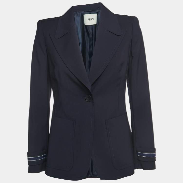 Pre Owned Fendi Navy Blue Wool Single Breasted Blazer S