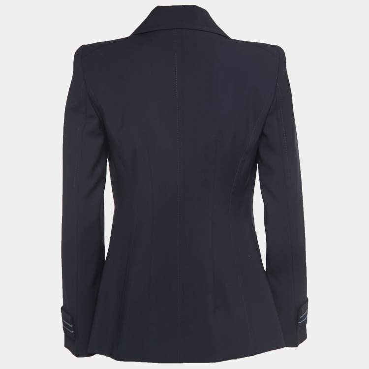 Pre Owned Fendi Navy Blue Wool Single Breasted Blazer S
