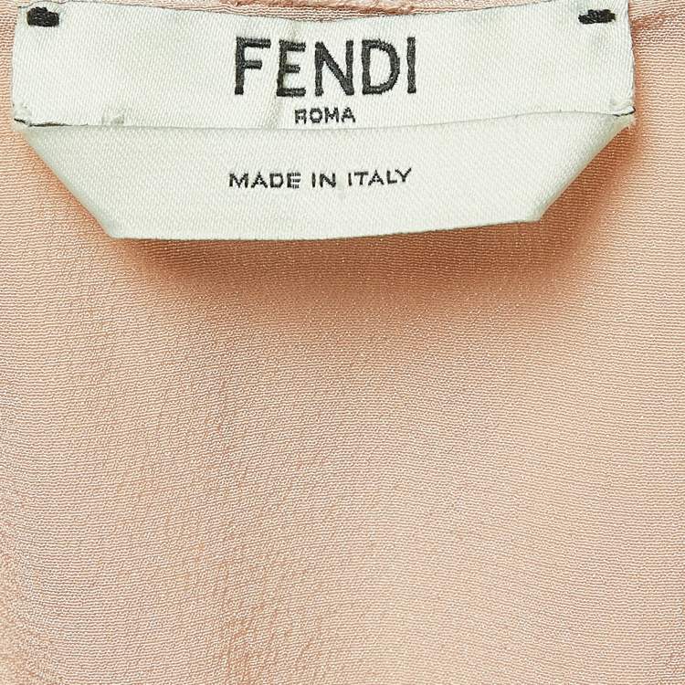 Pre Owned Fendi Dusty Pink Silk Lace Trim Ruffled Midi Dress S