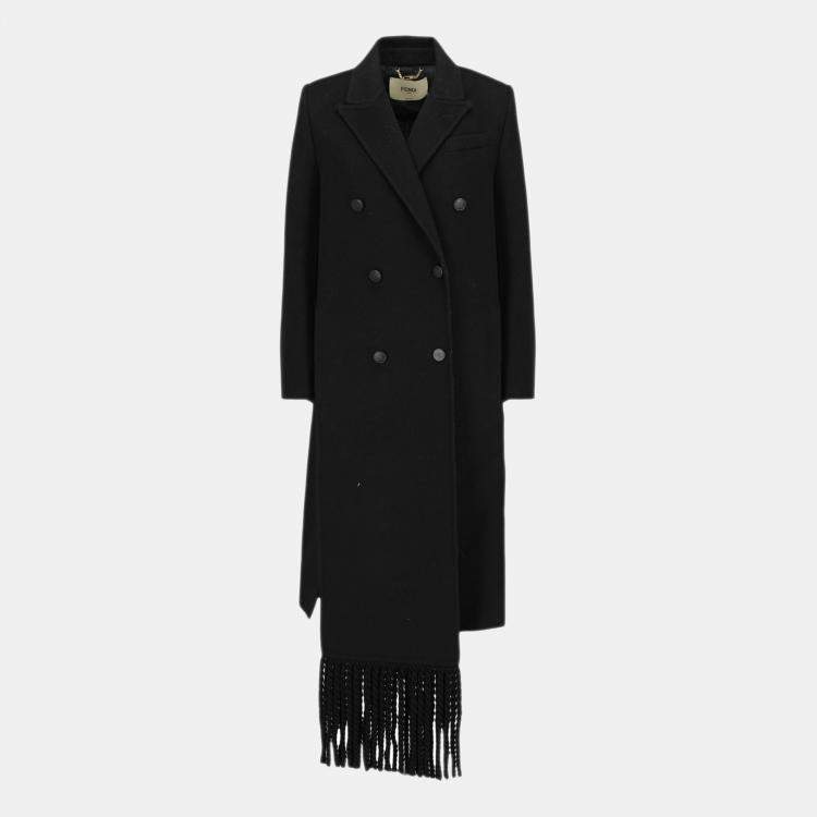 Pre Owned Fendi  Women's Wool Double Breasted Coat - Black - XS