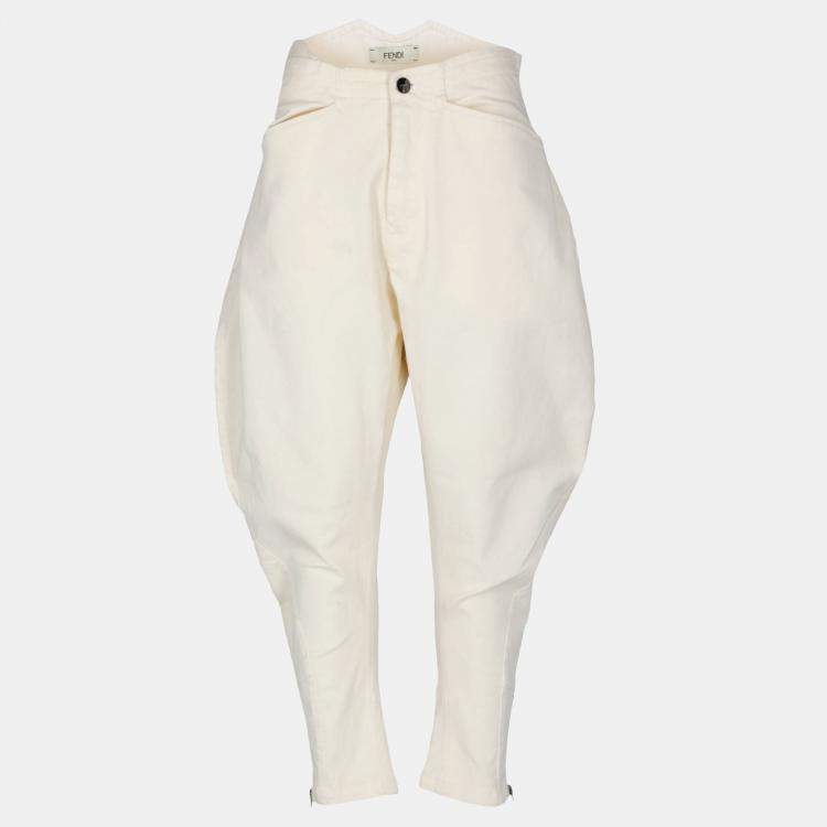 Fendi Women's Cotton Trousers - Beige - S Fendi