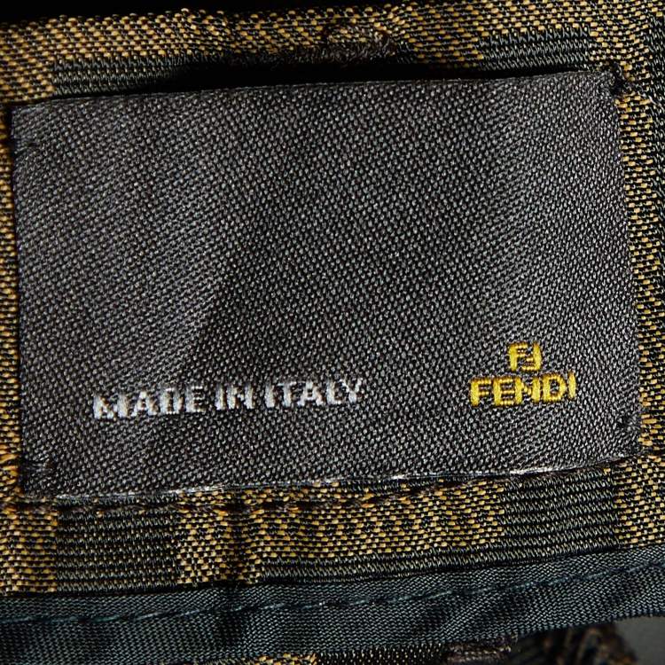 Pre Owned Fendi Tobacco Brown Zucca Jacquard Straight Fit Trousers L