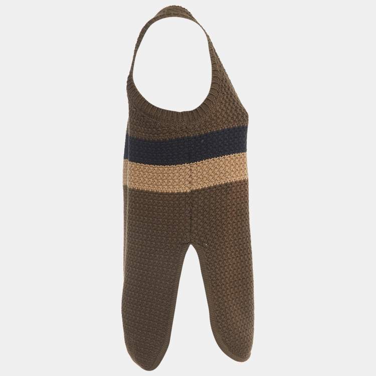 Pre Owned Fendi Brown Striped Knit Top S
