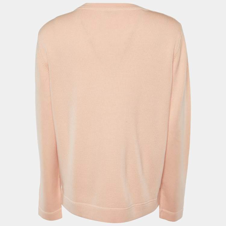 Pre Owned Fendi Light Orange Wool Fox Fur Bug Eye Sweater L