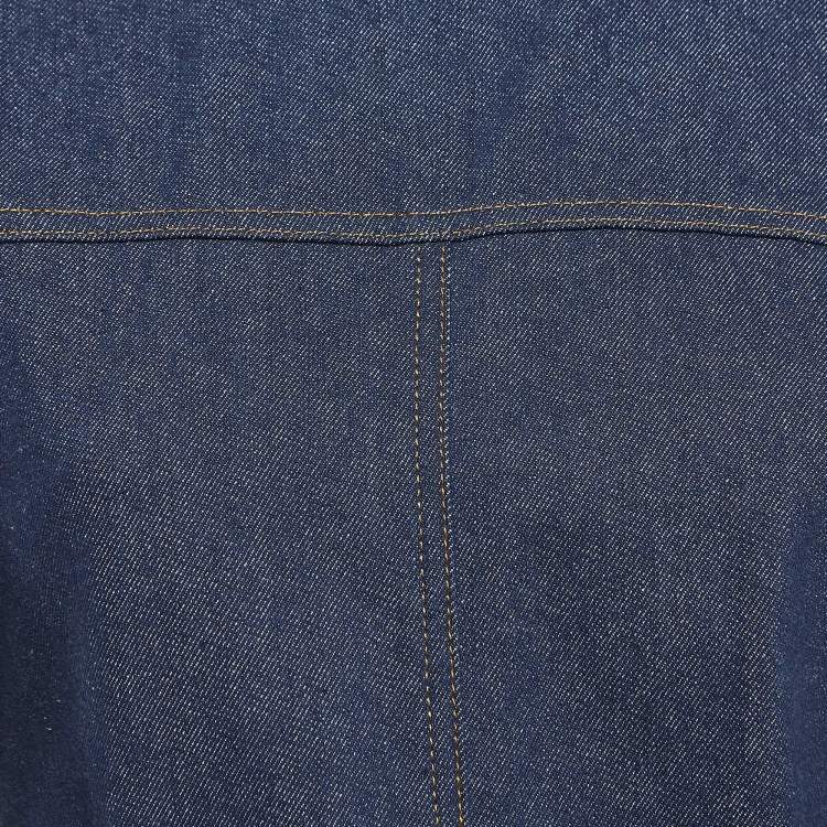 Pre Owned Fendi Blue Denim Crew Neck Belted Mini Dress S