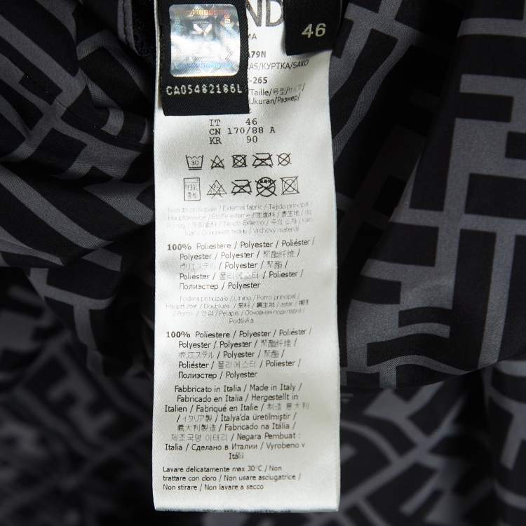 Pre Owned Fendi Black/Blue Print Synthetic Reversible Windbreaker Jacket L