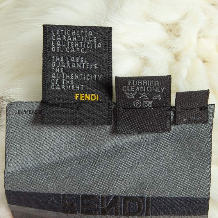 Pre Owned Fendi Vintage Cream Cashmere Fur Mid Length Coat S