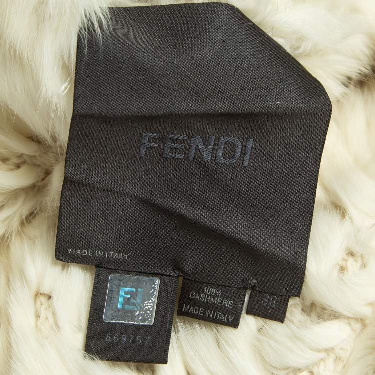 Pre Owned Fendi Vintage Cream Cashmere Fur Mid Length Coat S