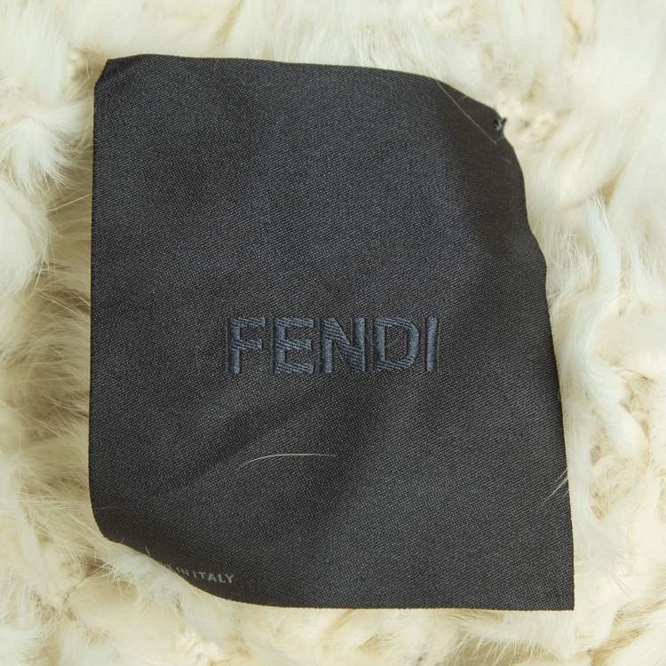 Pre Owned Fendi Vintage Cream Cashmere Fur Mid Length Coat S