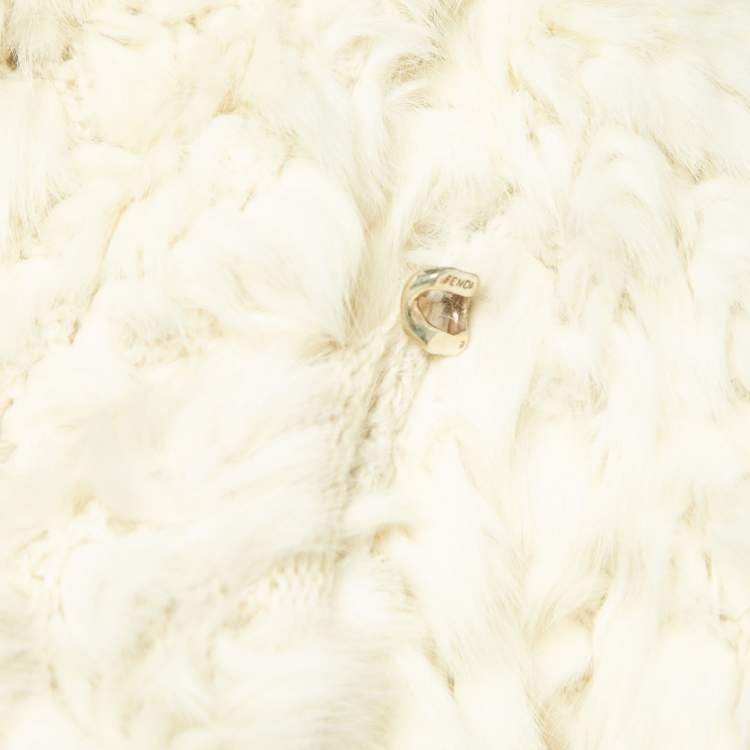 Pre Owned Fendi Vintage Cream Cashmere Fur Mid Length Coat S