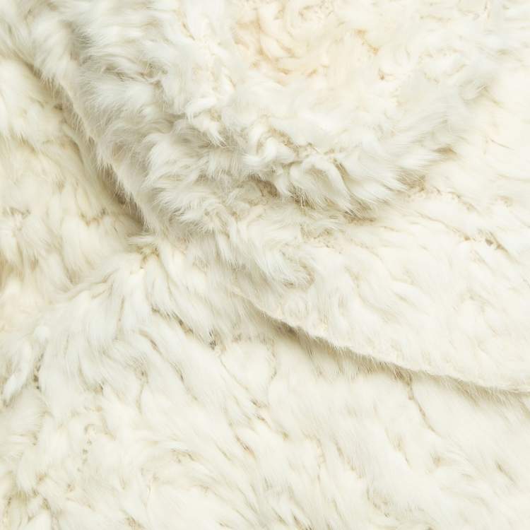 Pre Owned Fendi Vintage Cream Cashmere Fur Mid Length Coat S