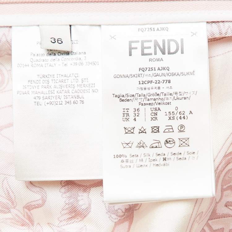 Pre Owned Fendi X Versace Pink Printed Silk Pleated Fendace Mini Skirt XS
