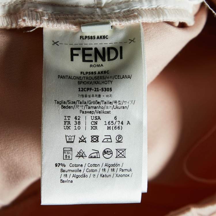 Pre Owned Fendi Pink FF Pattern Denim Straight Fit Jeans M/Waist 29"