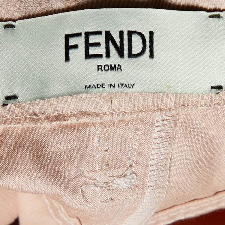 Pre Owned Fendi Pink FF Pattern Denim Straight Fit Jeans M/Waist 29"