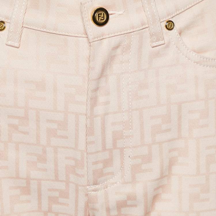 Pre Owned Fendi Pink FF Pattern Denim Straight Fit Jeans M/Waist 29"