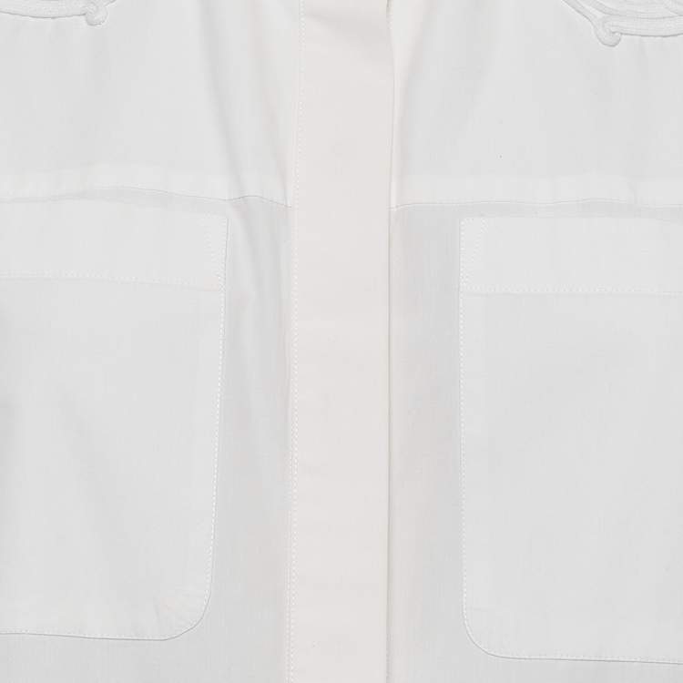 Pre Owned Fendi White Embroidered Yoke Cotton Long Sleeve Shirt S