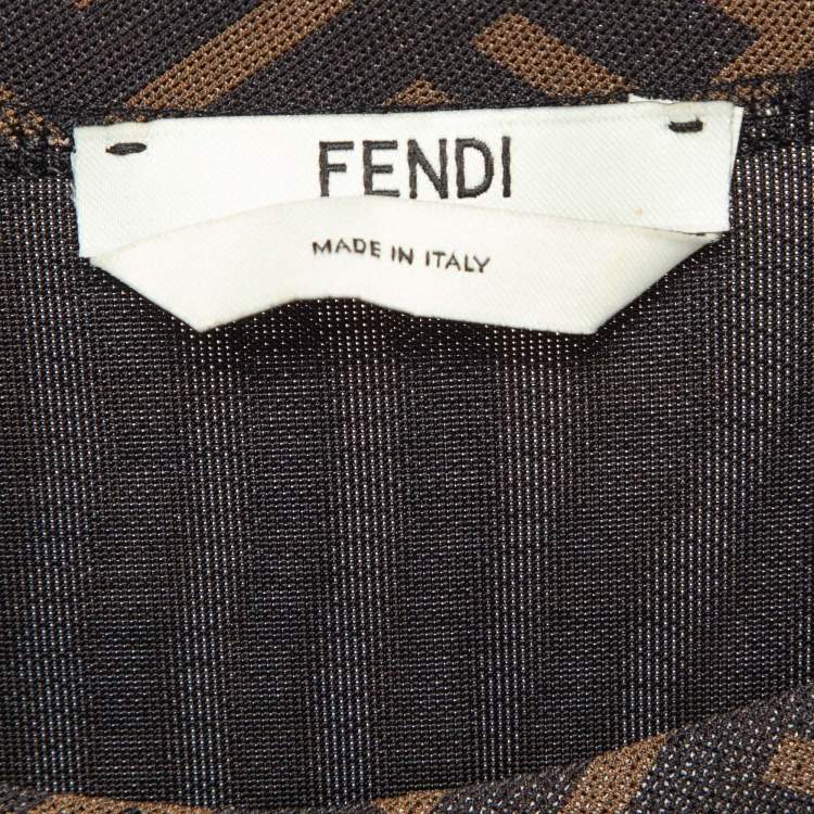 Pre Owned Fendi Brown Zucca Monogram Printed Mesh Midi Dress S