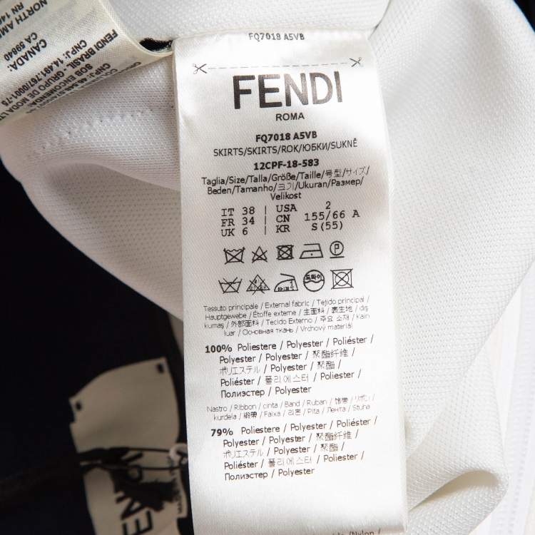 Pre Owned Fendi White Jersey Knit Zucca Stripe Detail Pencil Skirt S