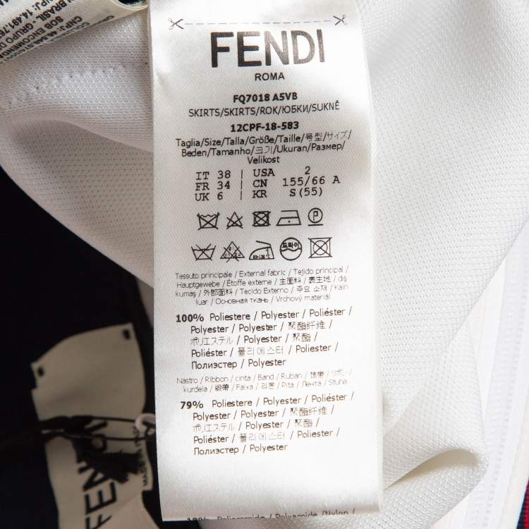 Pre Owned Fendi White Jersey Knit Zucca Stripe Detail Pencil Skirt S