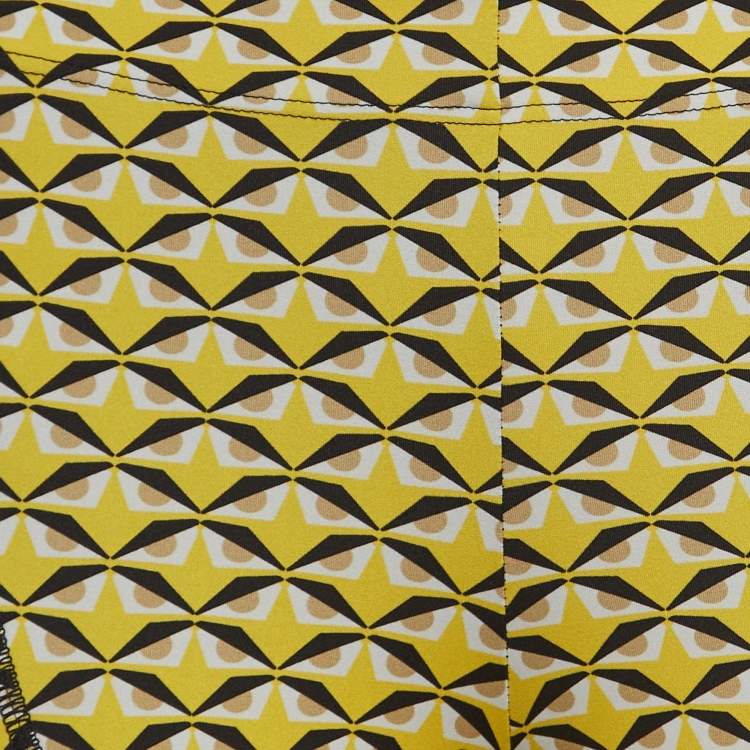 Pre Owned Fendi Yellow Monster Eyes Printed Jersey Leggings S