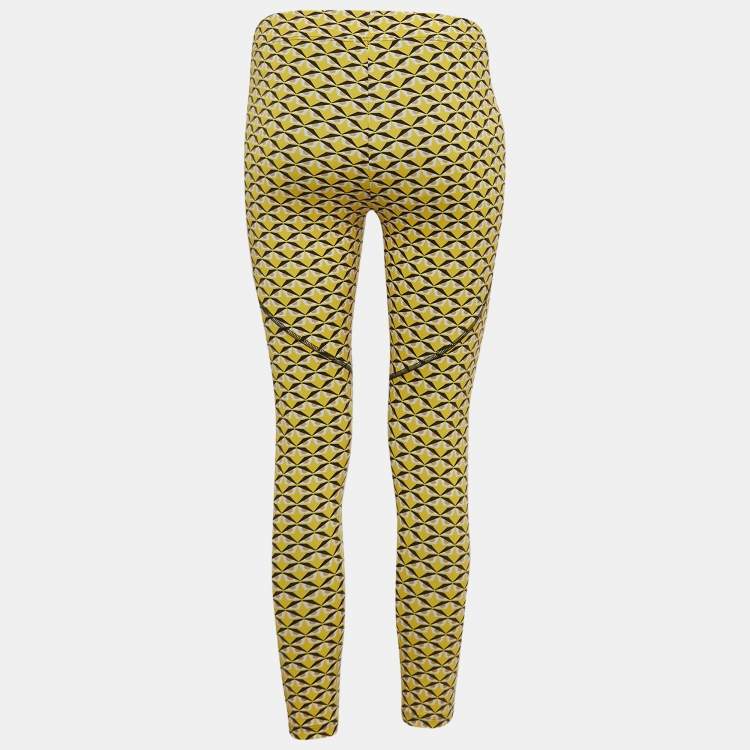 Pre Owned Fendi Yellow Monster Eyes Printed Jersey Leggings S