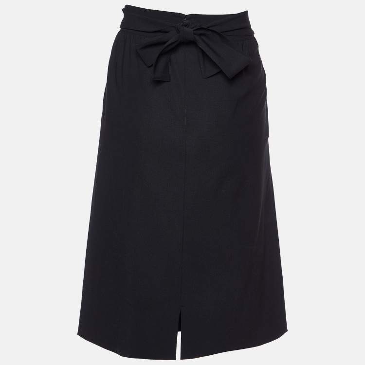 Pre Owned Fendi Black Wool Knee Length Skirt M