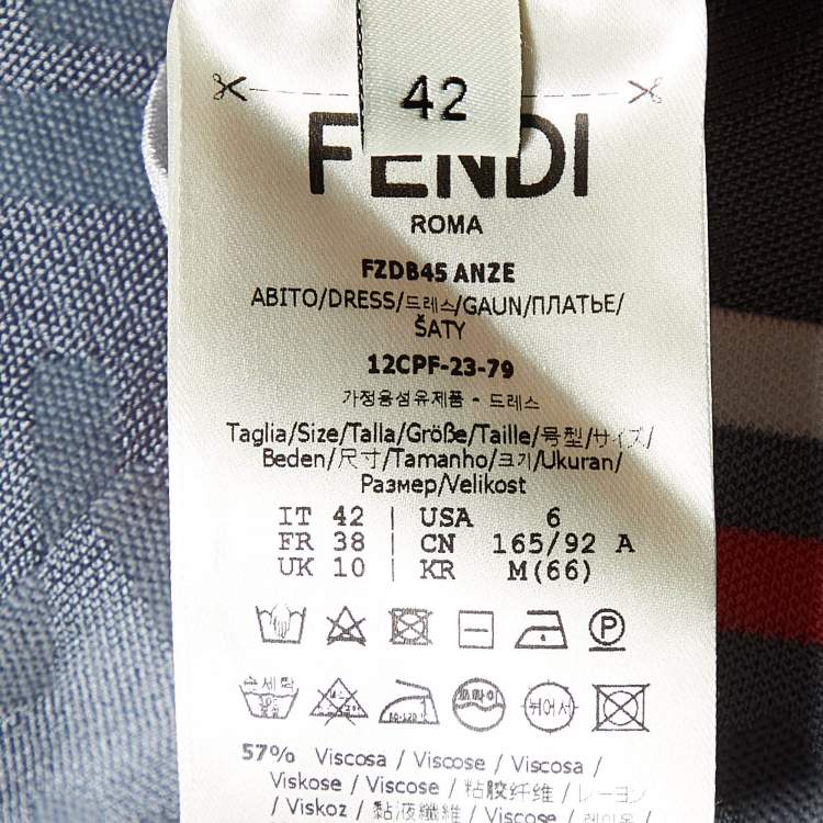 Pre Owned Fendi Grey Monogram Knit Sleeveless Midi Dress M
