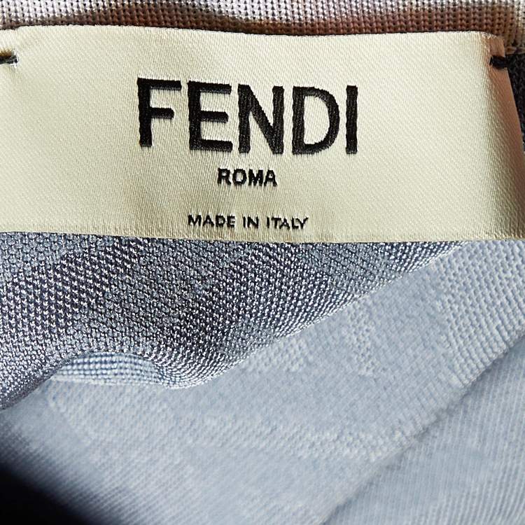 Pre Owned Fendi Grey Monogram Knit Sleeveless Midi Dress M