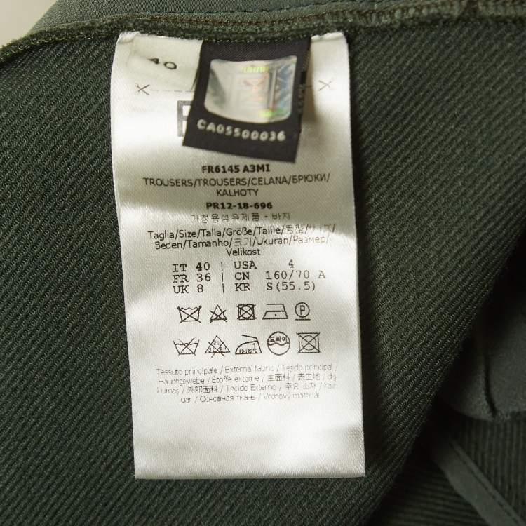 Pre Owned Fendi Green Gabardine Wool Blend Capri Pants S