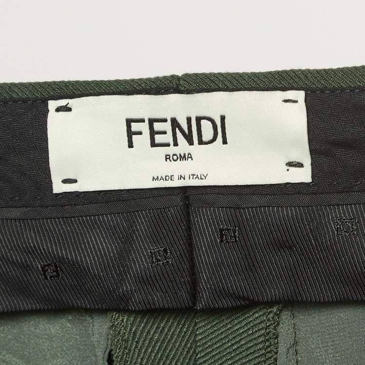 Pre Owned Fendi Green Gabardine Wool Blend Capri Pants S