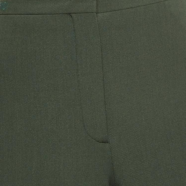 Pre Owned Fendi Green Gabardine Wool Blend Capri Pants S