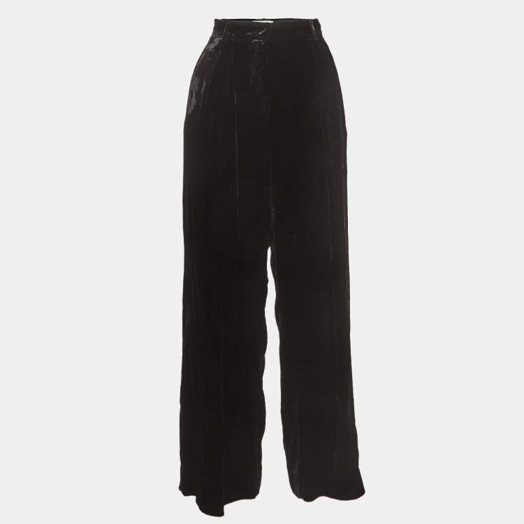 Pre Owned Fendi Black Velvet Loose Fit Trousers M