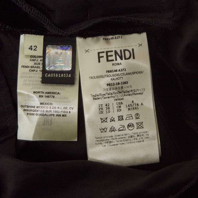 Pre Owned Fendi Black Velvet Loose Fit Trousers M
