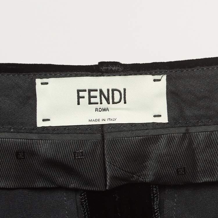 Pre Owned Fendi Black Velvet Loose Fit Trousers M