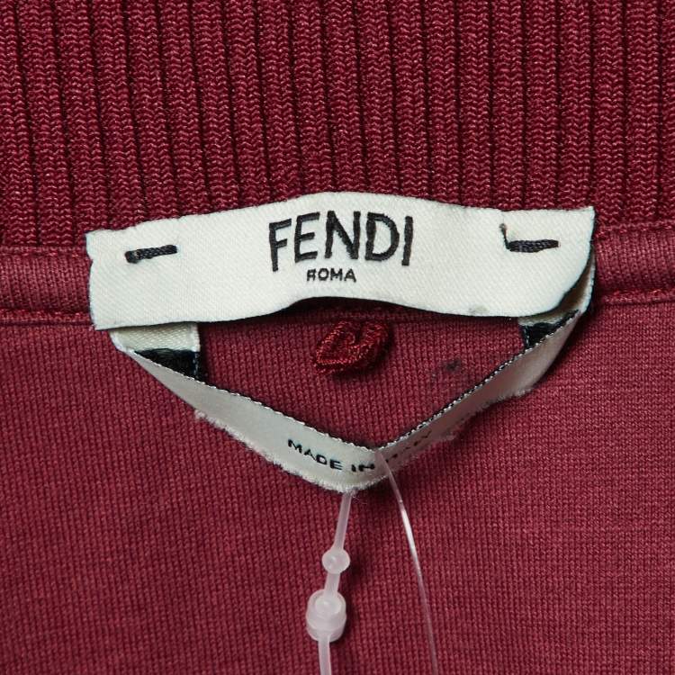 Pre Owned Fendi Maroon Jersey Logo Band Trim Track Suit S