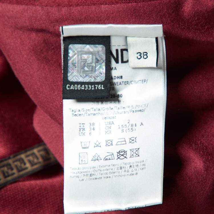Pre Owned Fendi Maroon Jersey Logo Band Trim Track Suit S