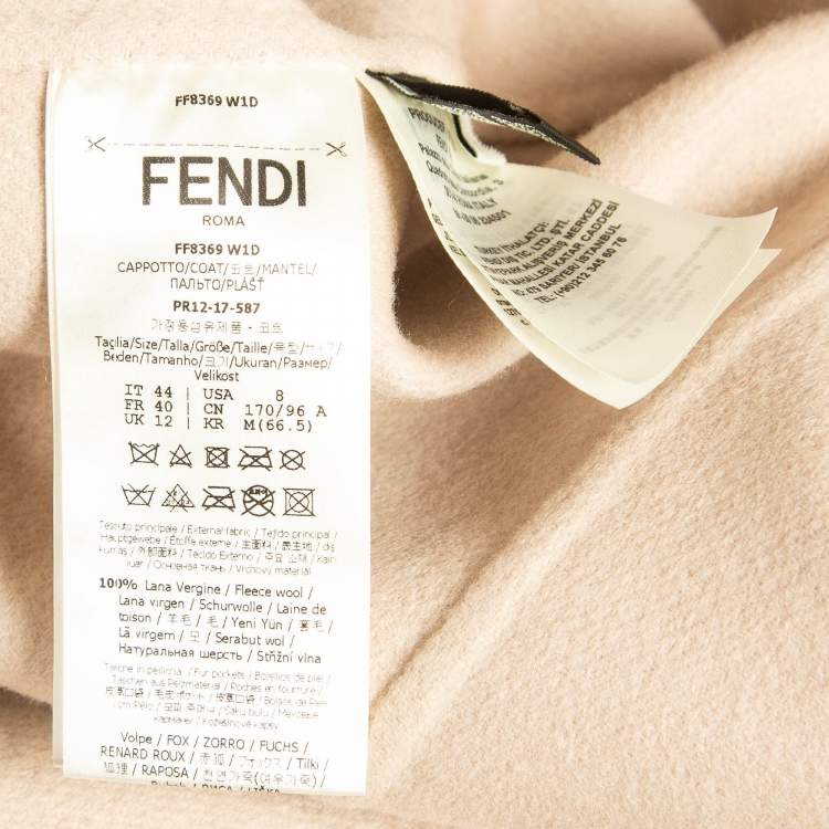 Pre Owned Fendi Orange Fox Fur and Felt Wool Cape Coat M