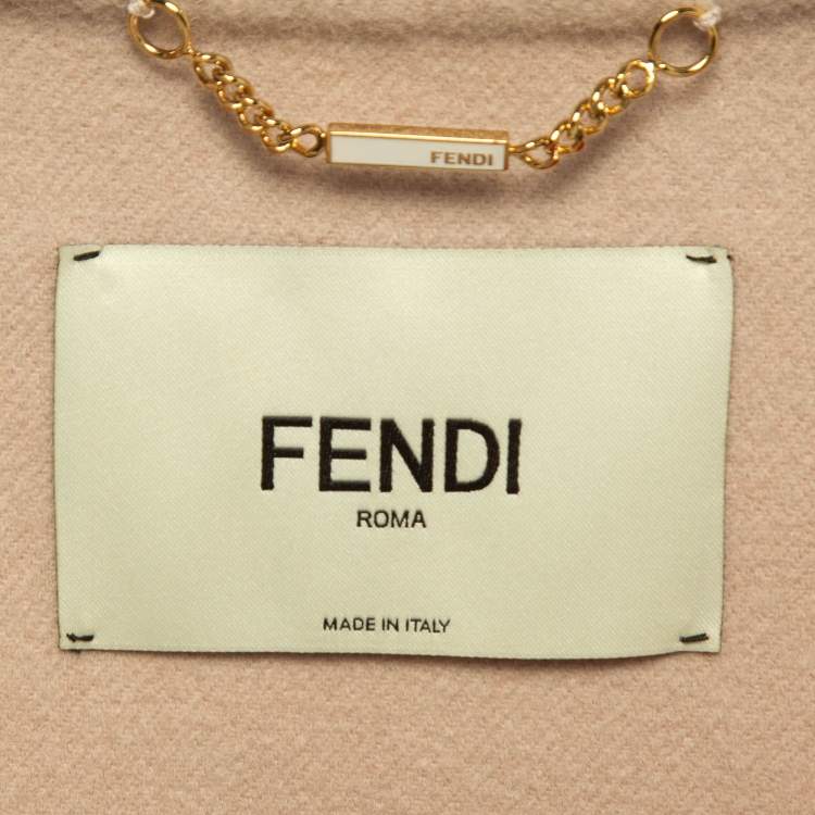 Pre Owned Fendi Orange Fox Fur and Felt Wool Cape Coat M