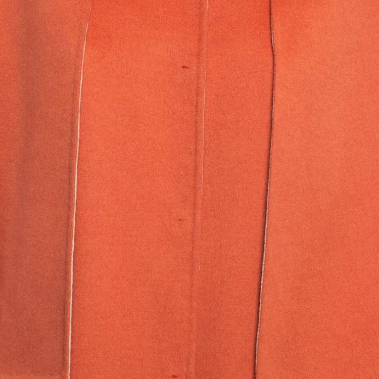 Pre Owned Fendi Orange Fox Fur and Felt Wool Cape Coat M
